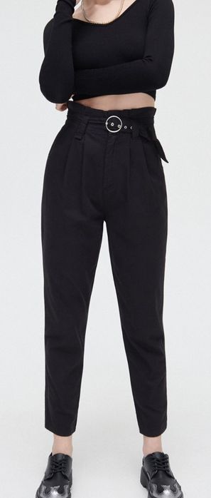 Spodnie Cropp bawełniane z paskiem r.32 nowe z metką