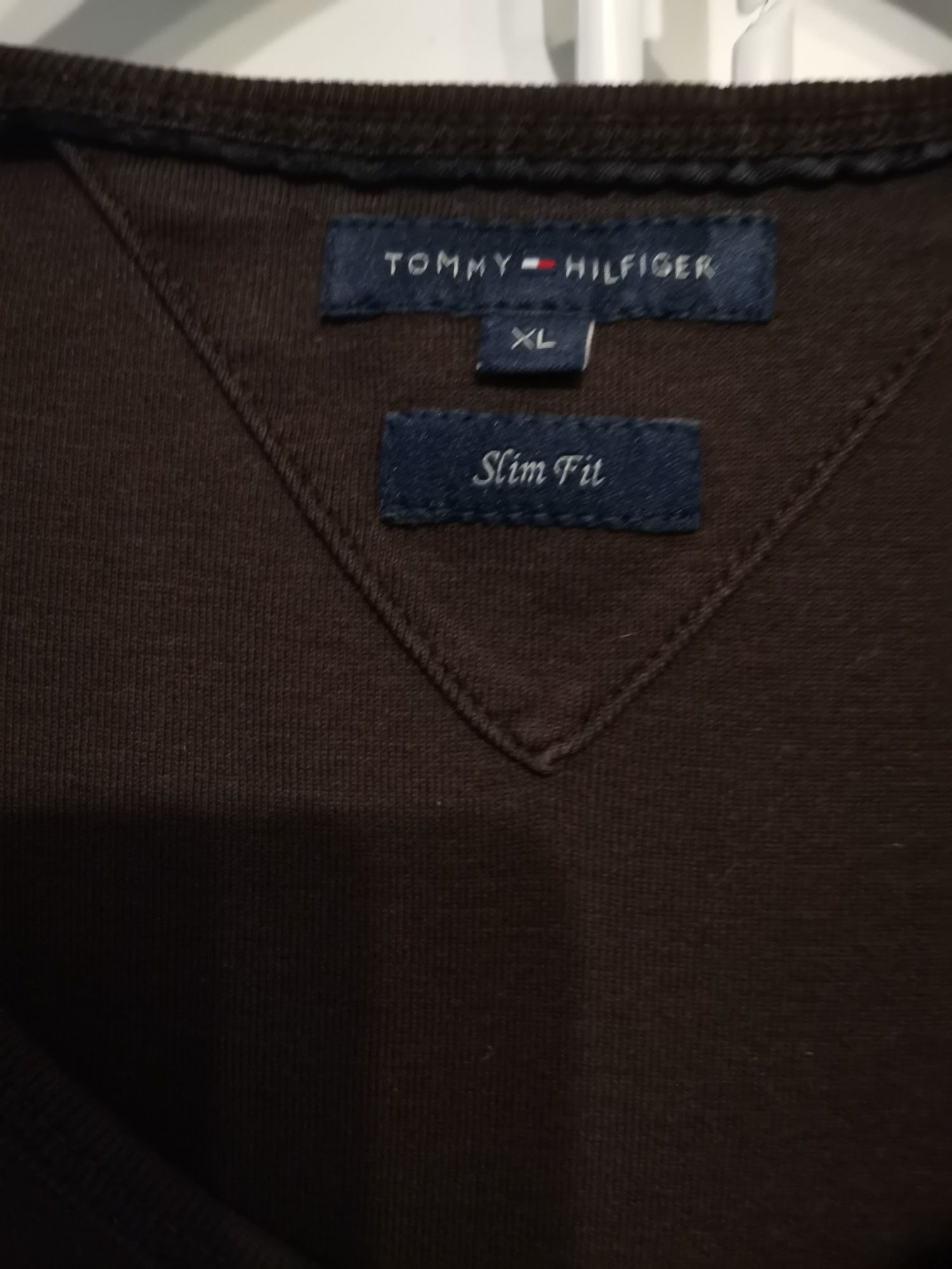 Tommy Hilfinger Slim Fit bluzka damska w szpic rozm XL, brąz
