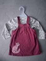 Nowy komplet body niemowlęce r. 68 z sukienką lisek Fox jesień