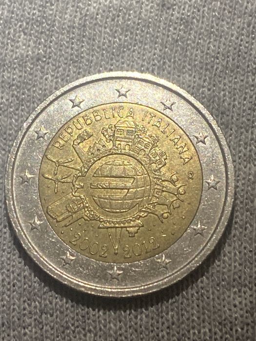Moeda de 2€ — republica Itália — defeito cunhagem — 2012