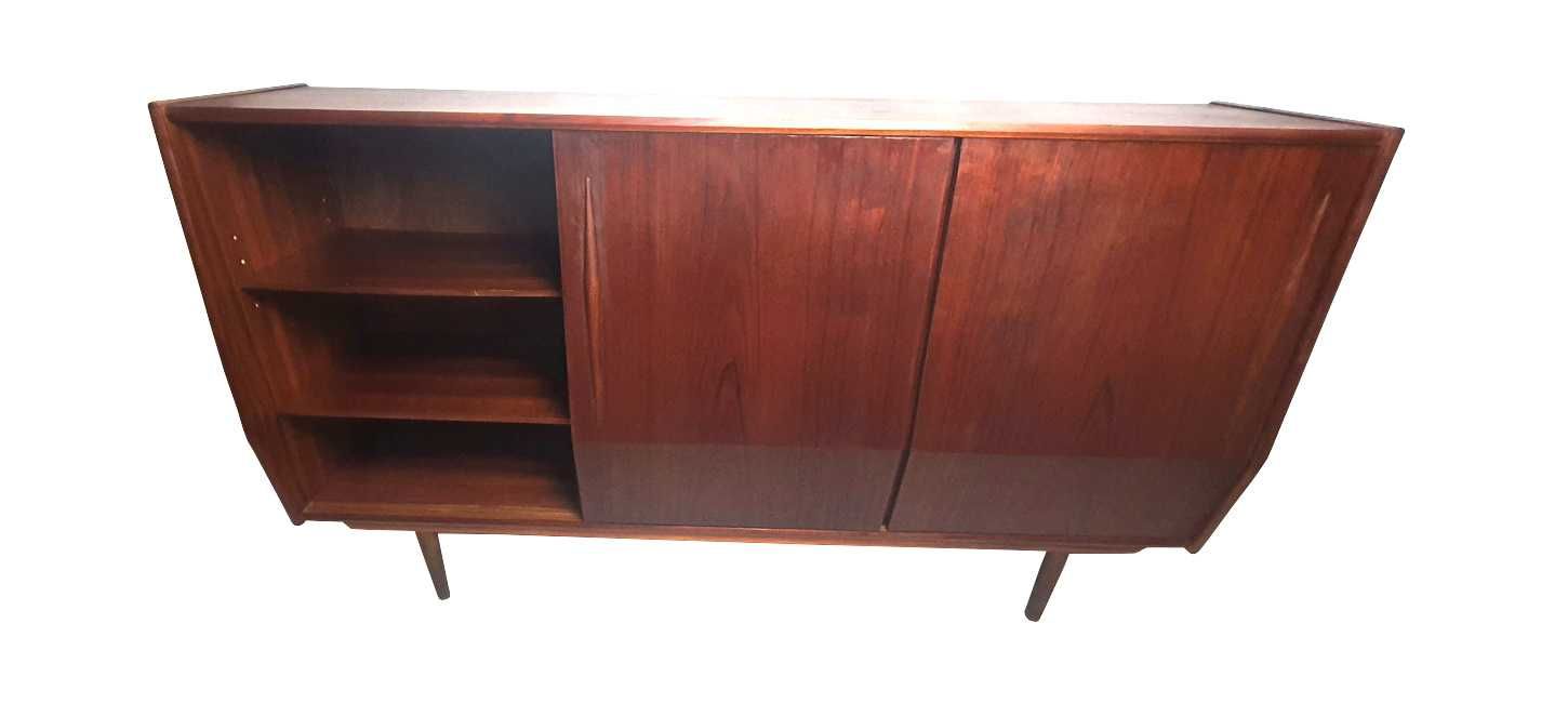 Komoda duńska, regał, Highboard, tekowy, vintage, sideboard, lata 60.