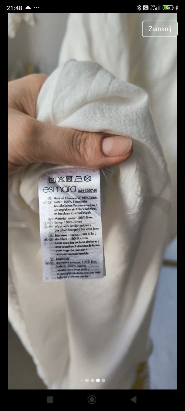 M/L/xl biała kremowa lniana krótka sukienka ramiączka mini midi luźna