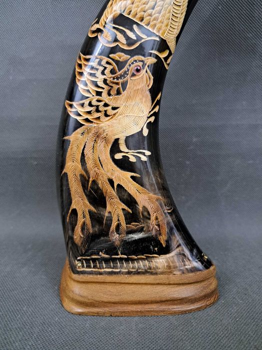 Chińskie rogi bawole, para, rzeźbione