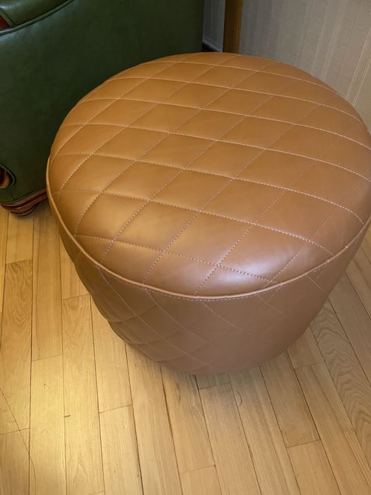 Круглый Пуф Natuzzi Italia из натуральной кожи