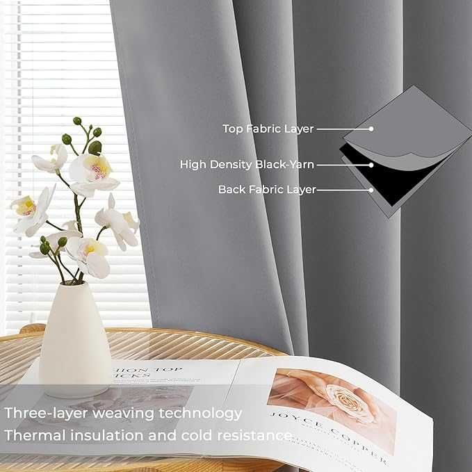 Mrtrees Zasłony zaciemniające termiczne 2 szt Jasno Szare 140x145cm