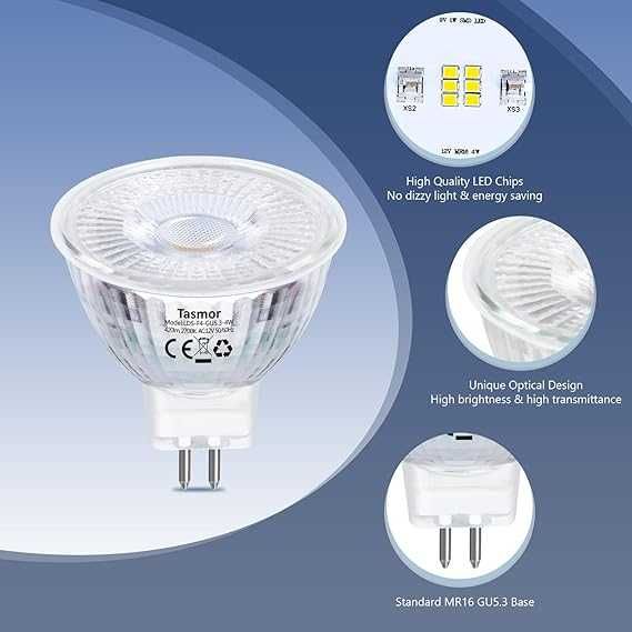 tasmor żarówki 6 sztuk Lampa LED MR16 GU5.3 4 W 420 LM 2700 K