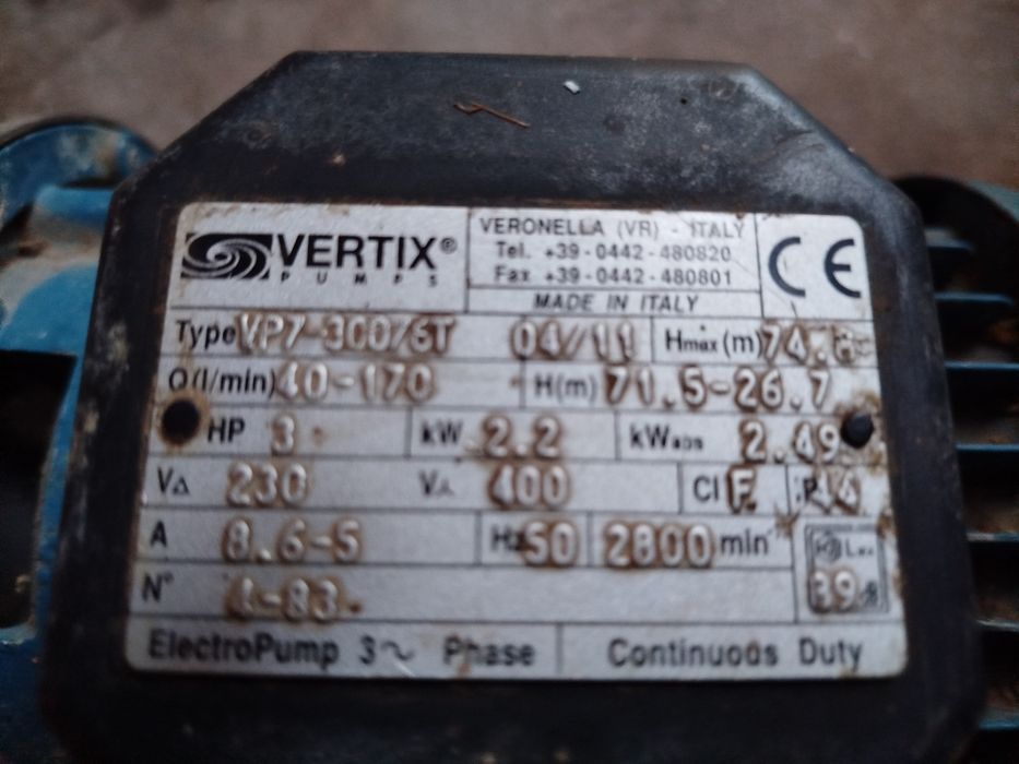 Motor de rega elétrico trifasico