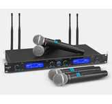 Kit Receptor Multicanal + 4x Mic sem Fios UHF Digital 4 Canais