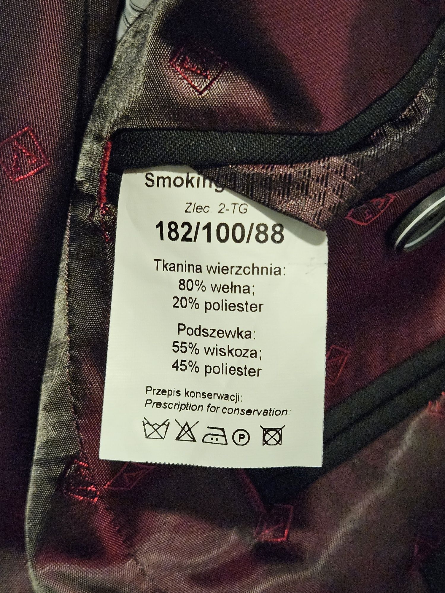 Garnitur smokingowy smoking ślubny wełna idealny stan