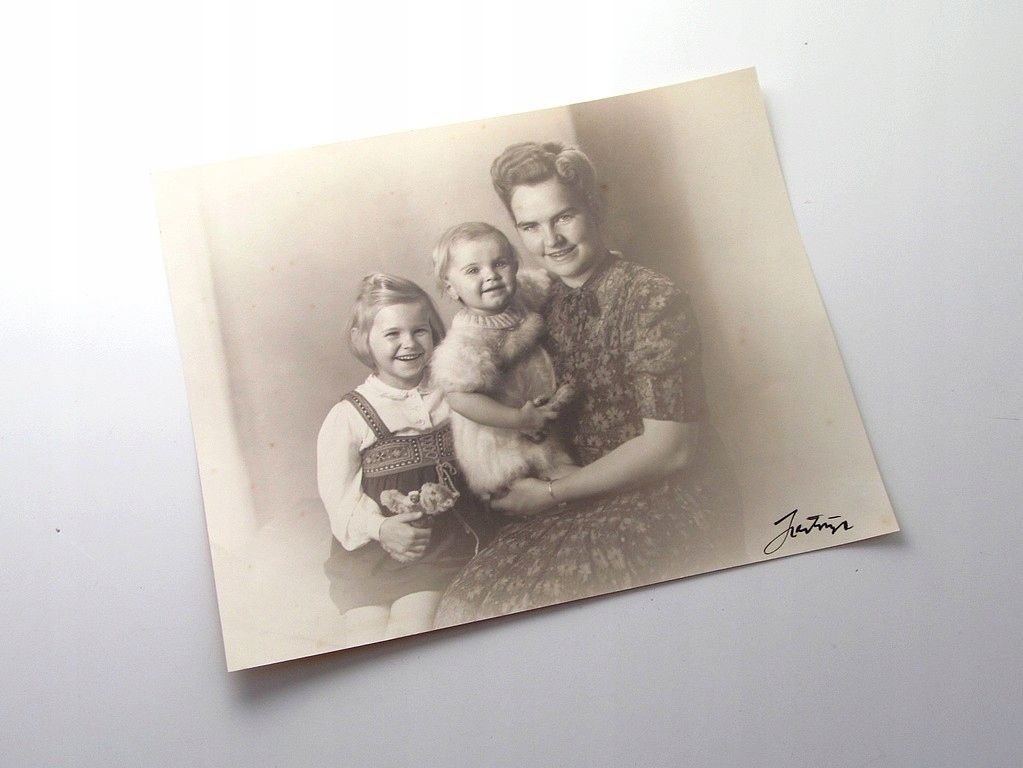 1940 zabytkowe zdjęcie kobieta dzieci rodzina