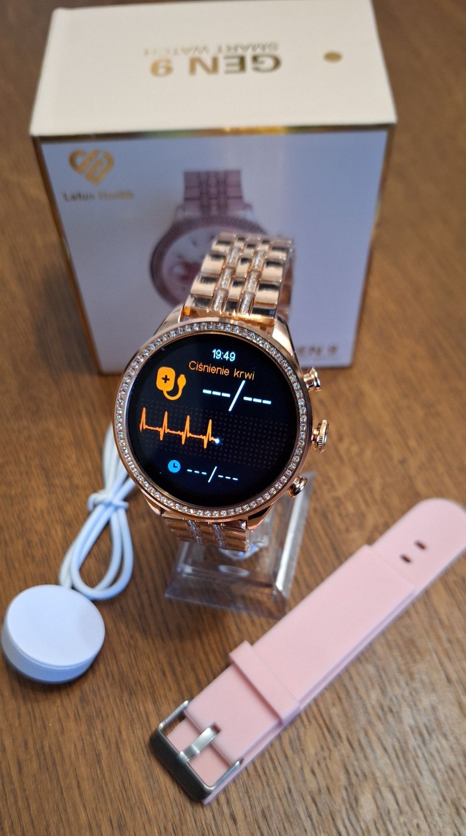 Smartwatch zegarek damski na bransolecie - POLSKIE menu + pasek