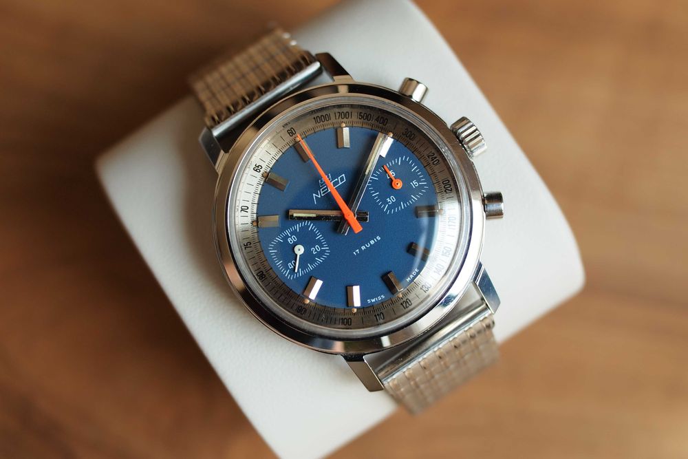 NELCO racing vintage chronograph - stalowa koperta 37,5mm - lata 70-te