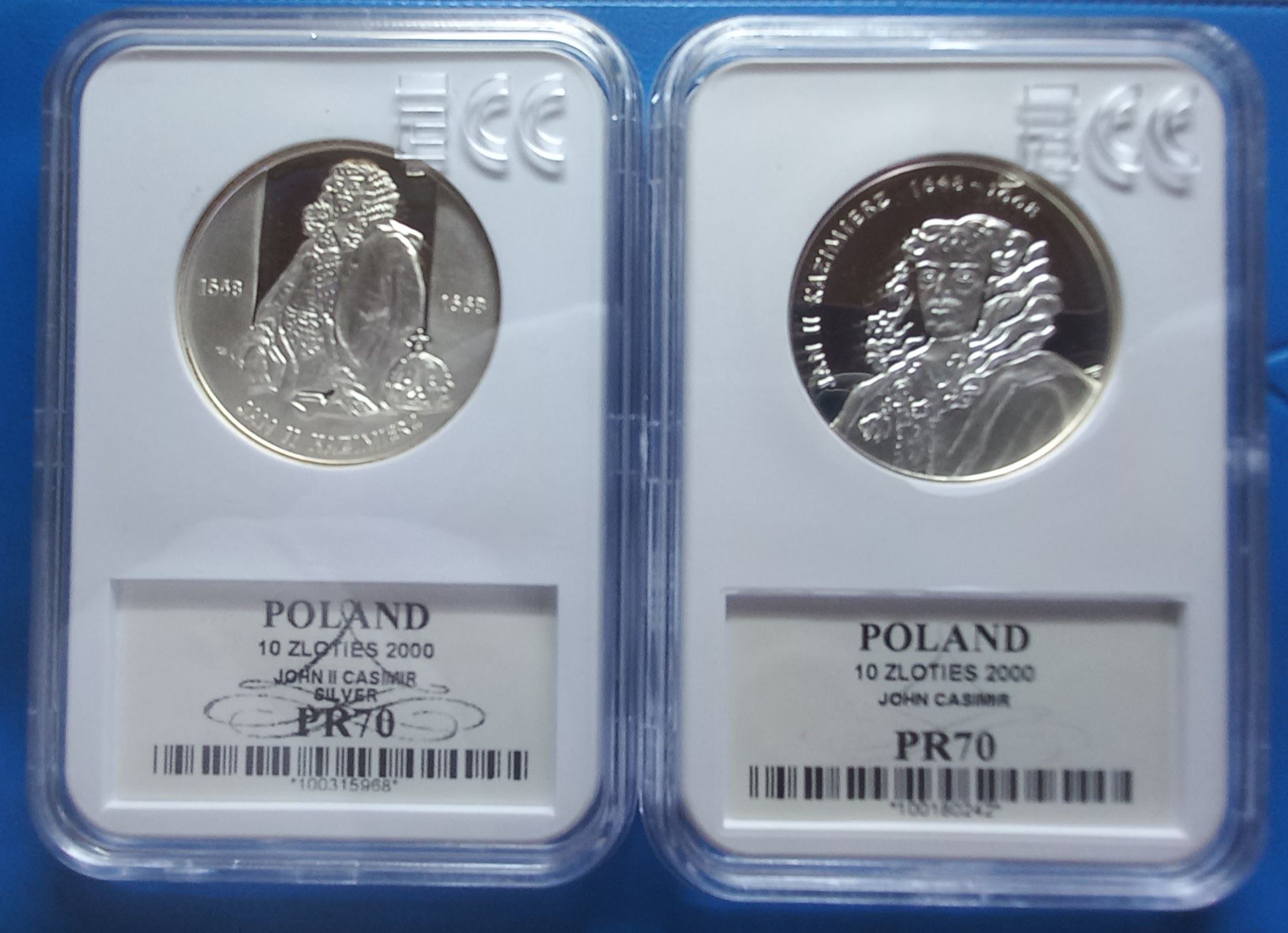 Jan II Kazimierz - 2 x moneta srebrna 10 PLN GCN PR70