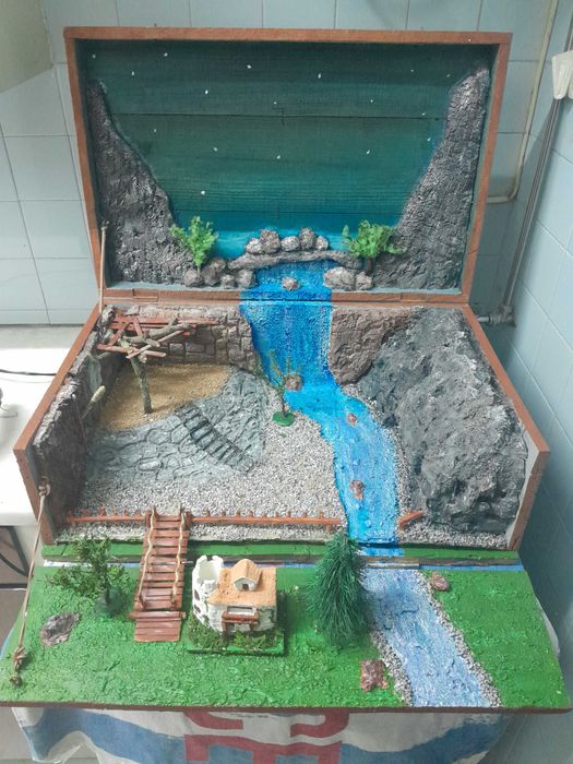 presepio artesanal em caixa original de transporte atlas copco 1967