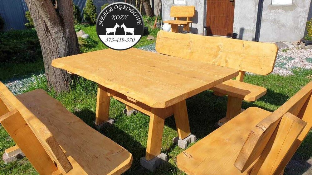 NOWE CENY ! Meble ogrodowe drewniane góralskie. Lite drewno ławka stół