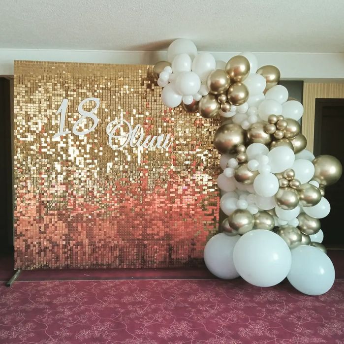 Ścianka cekinowa złota srebrna czarna studniówka  osiemnastka urodziny