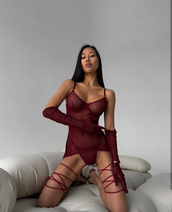 Три кольори! Еротична сукня сітка зі шнурівкою рукавичками