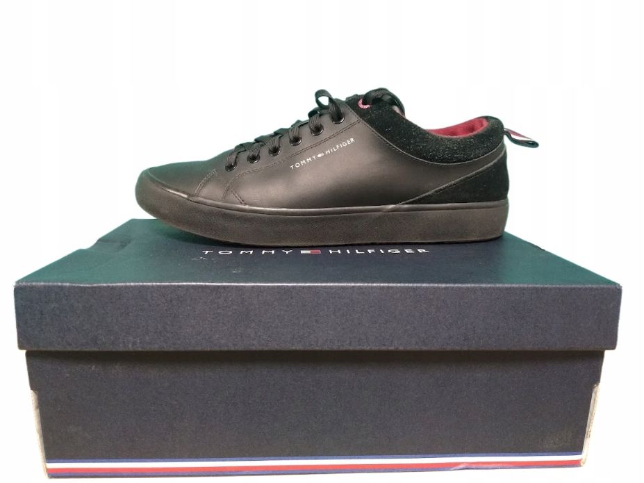Tommy Hilfiger 43 Buty Męskie Hi Vulc Cleat Low Lth  Czarne T253