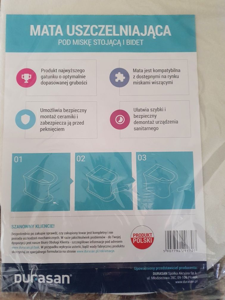 Mata uszczelniająca pod miskę stojącą i bidet