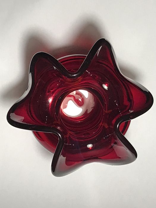 Szkło prl wazon osiolek Czesław Zuber czerwony