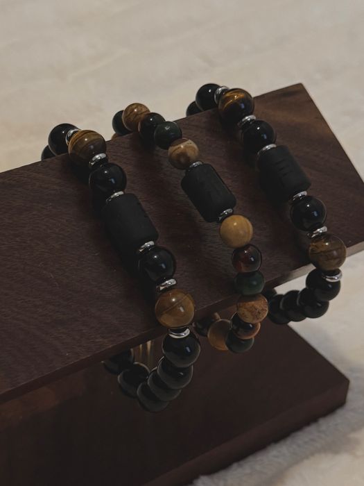 Zestaw 3 sztuk ~ Bransoletka meska z koralikami