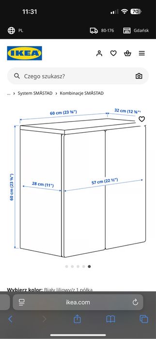 Szafki wiszace Ikea SMASTAD