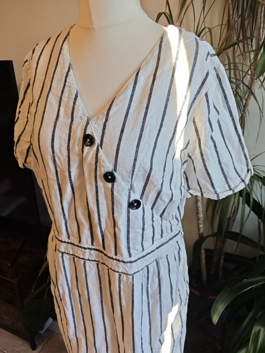 Lniana sukienka 55% len 45% bawełna s.oliwier linen kieszenie w paski