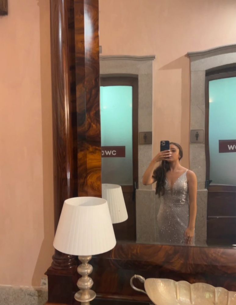 Vestido prata brilhante baile de finalistas