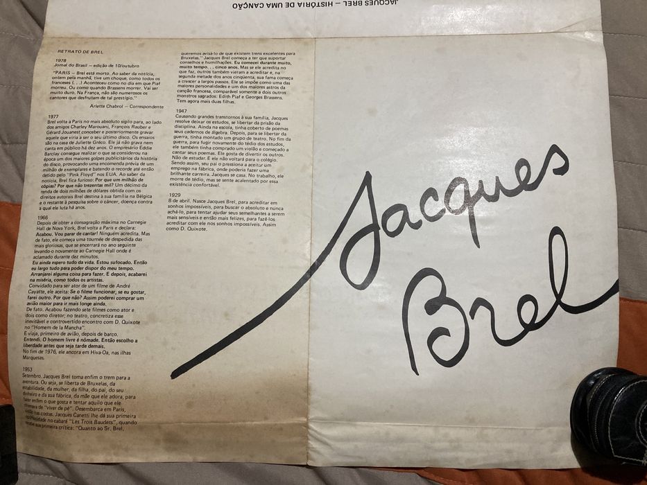 Cartaz Jacques Brel Teatro Brasil 1985