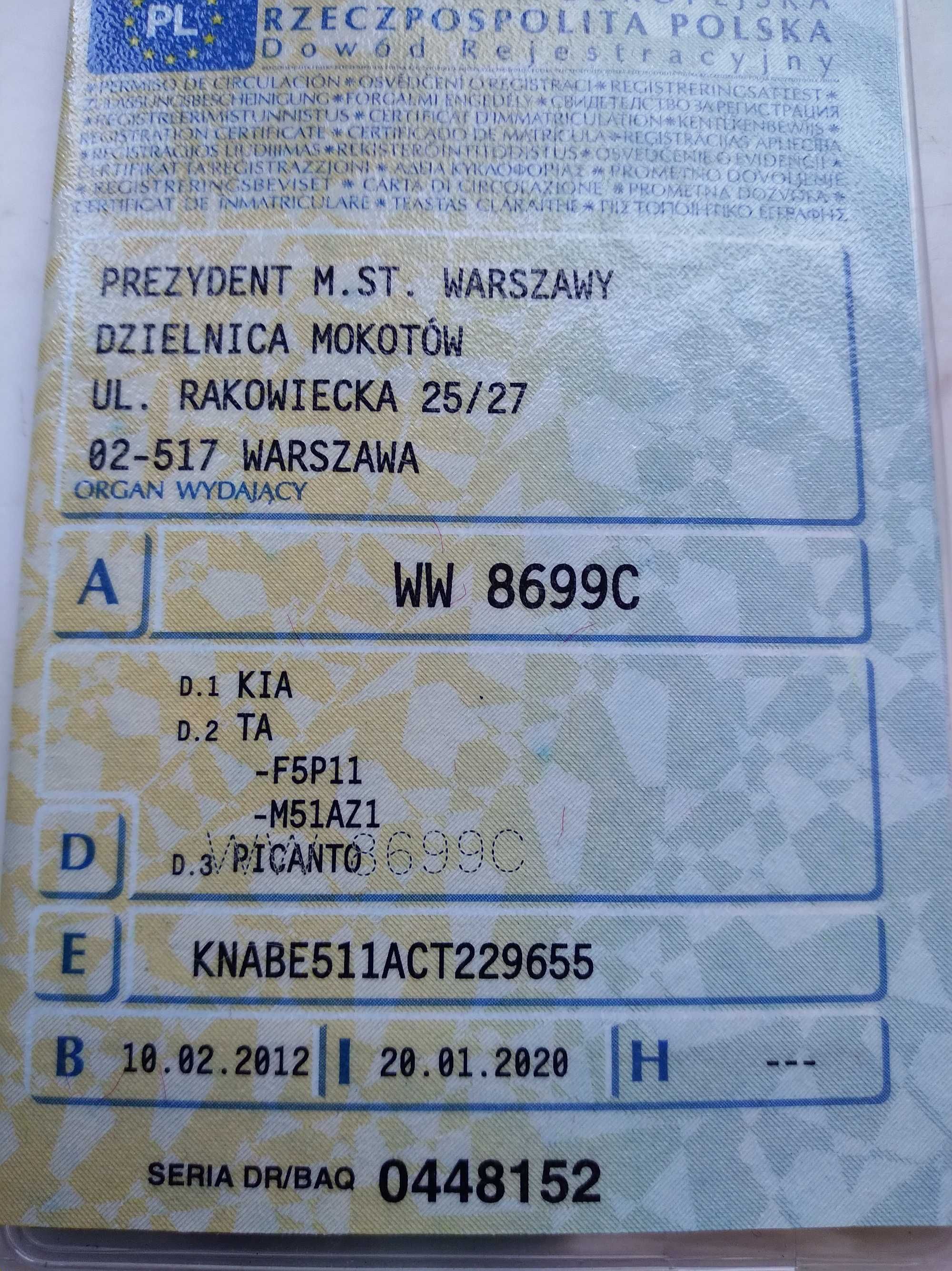 Kia Picanto 1,0 A/C Salon PL II Właściciel