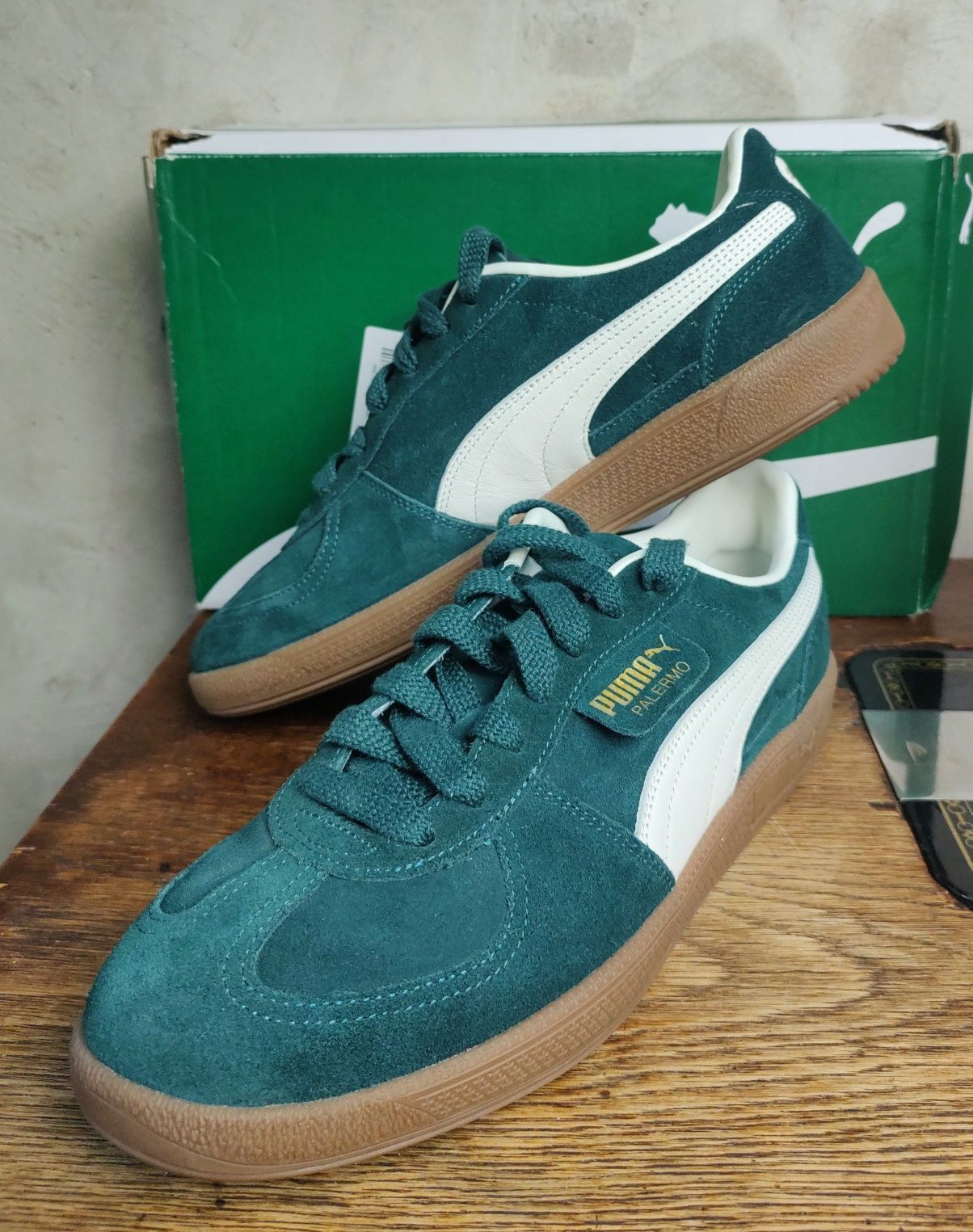 PUMA PALERMO__buty męskie (44,5 / 29cm) zamszowe / zielone 45 casual
