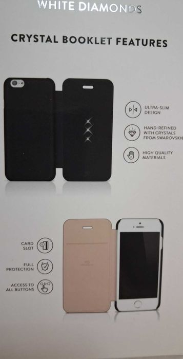 Etui z klapką White Diamonds Do Apple IPhone 6 6S kryształki SWAROVSKI