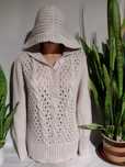 Sweter damski ażurowy z kapturem bluza sweterkowa