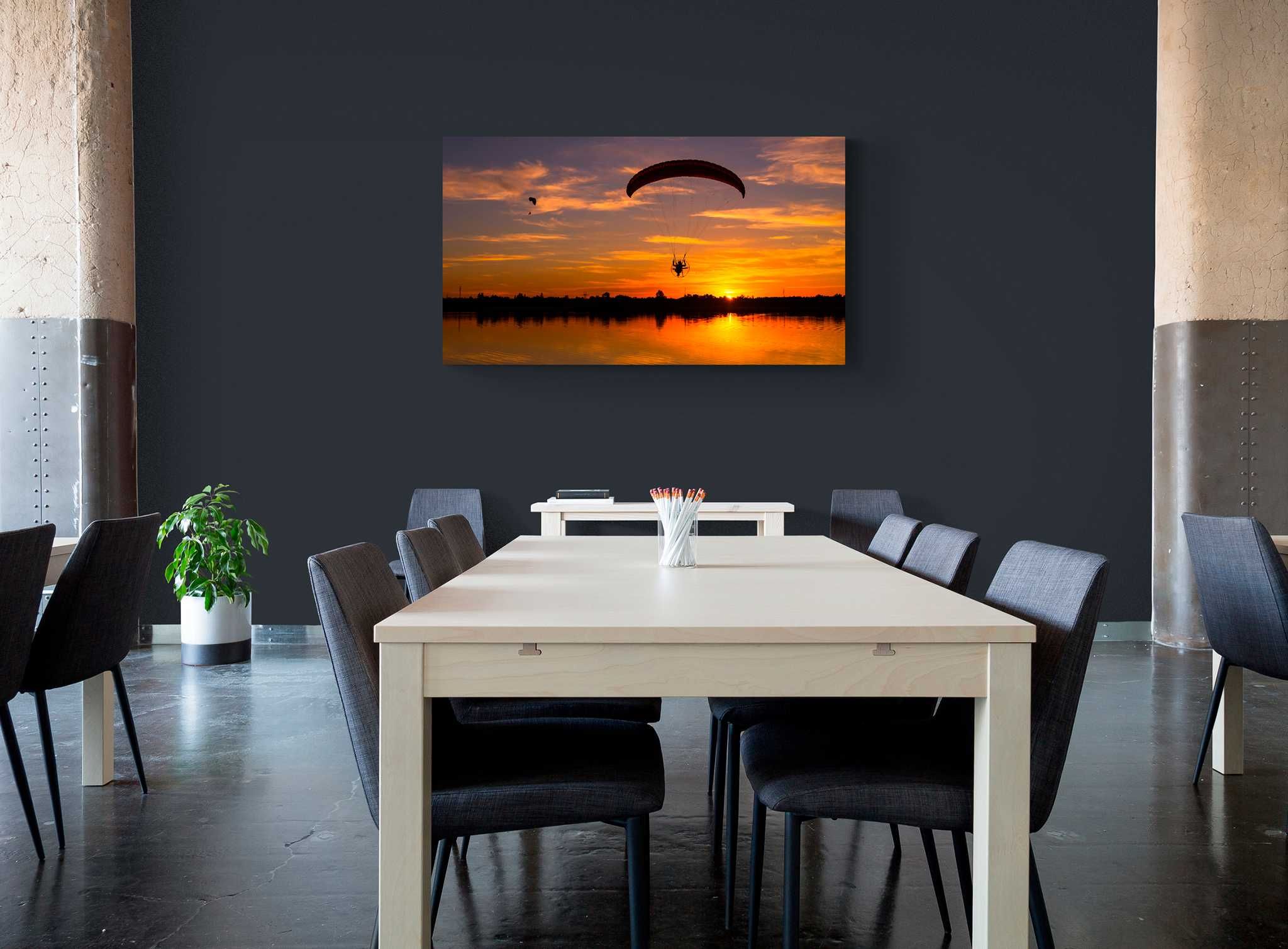 Obraz w Ramie, Plakat Zachód Słońca, Paralotnia, Loft 40x30 cm