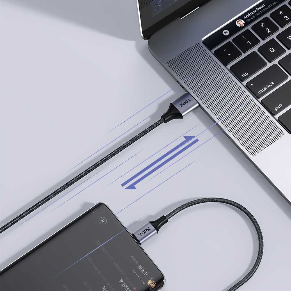 Kabel USB C - USB , szybkie ładowanie 2m TOPK USB typ C