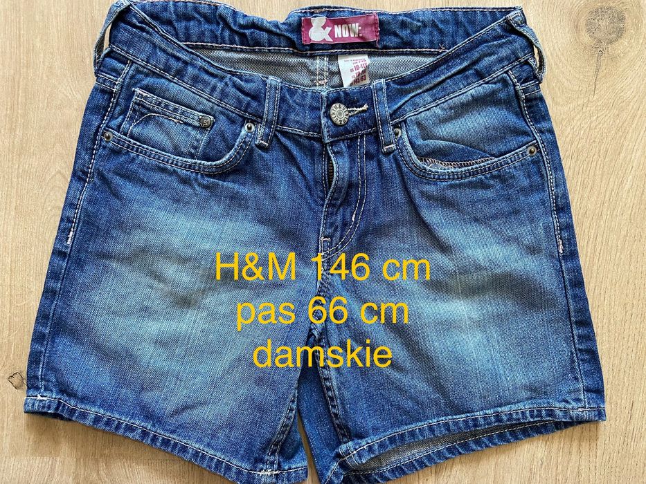 H&M 146 cm niebieskie jeans szorty krótkie spodenki damskie Vintage