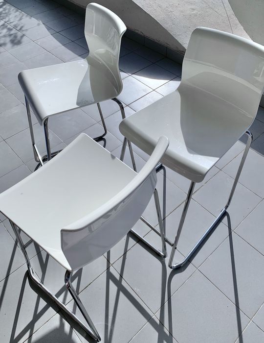 Cadeira alta/bar/cozinha IKEA GLENN – Conj 3  branco/cromado
