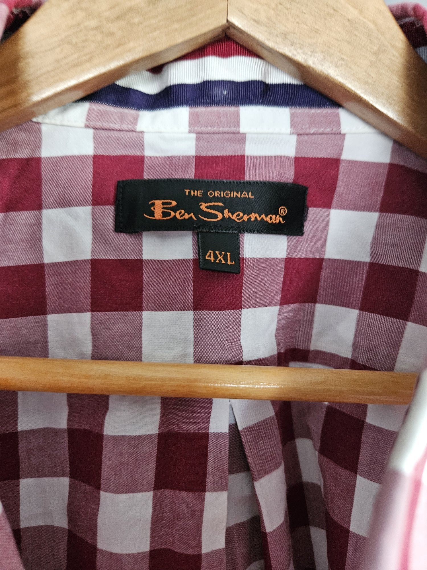 Koszula z krótkim rękawem  Ben Sherman xxl bordowa w kratę lato