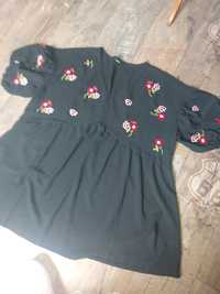 Czarna bluzka  tunika  kwiaty, 3xl shein