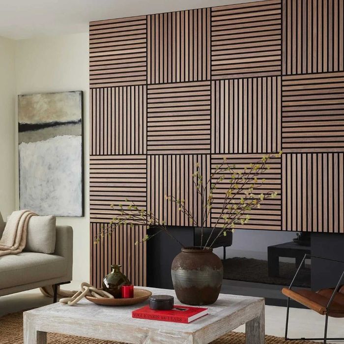 Panel Lamelowy 50x50 cm- lamele DREWNIANE na płycie na czarnym tle