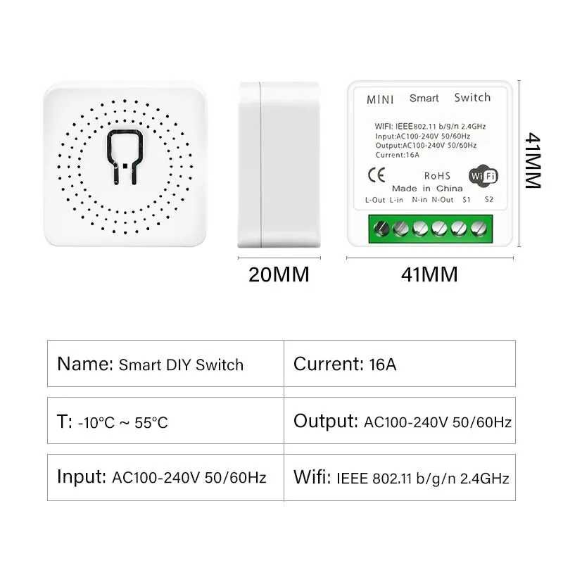 Tuya 16A WiFi inteligentny mini inteligentny wyłącznik