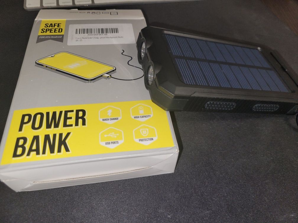 Powerbank 36800mAh. Solar charging. Солнечная панель. Type-c.