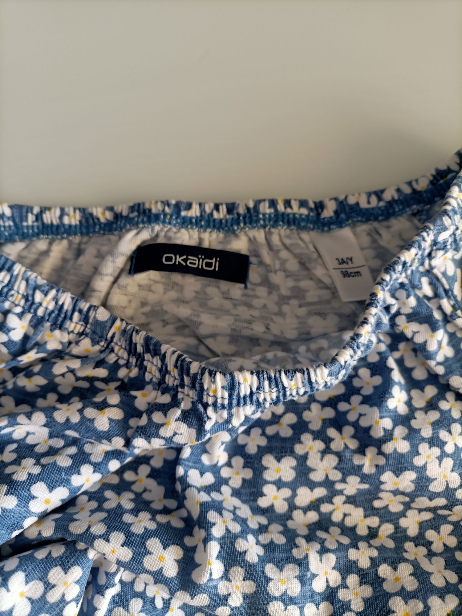 Spodnie letnie KappAhl + t-shirt Okaidi rozmiar 98