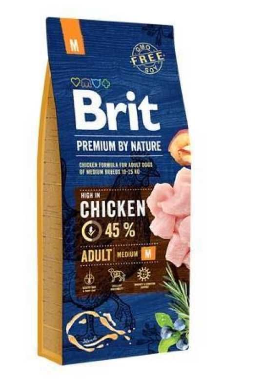 Сухой корм Brit Premium Dog Adult M, для собак средних пород, 15 кг