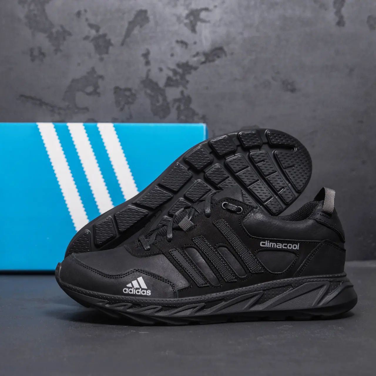 Кроссовки мужские демисезонные Adidas черные весенние, осенние