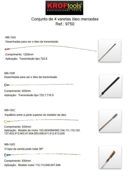 Conjunto 4 Varetas Óleo Mercedes REF. 809750