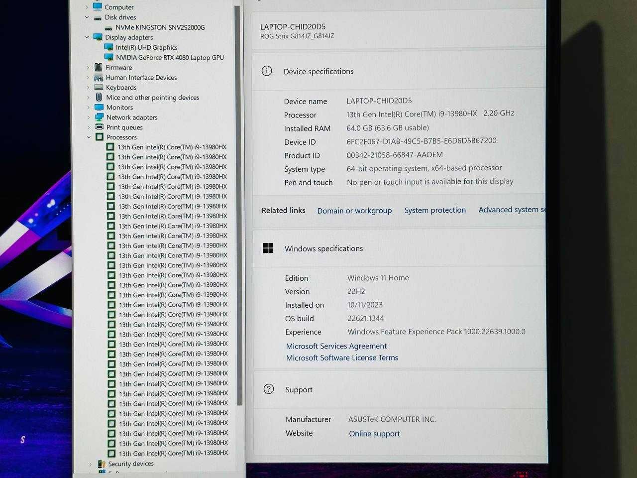 ASUS ROG Strix Scar 17.3 HDR QHD 240Hz, RTX 4080, i9-13980HX, 64GB