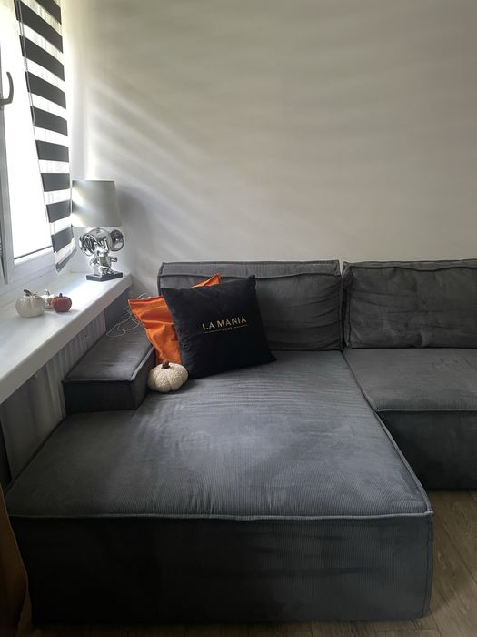 Narożnik w kolorze grafitowym Lectus z funkcja spania