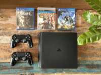 Konsola PS4 SLIM 1TB + 2 pady + gry