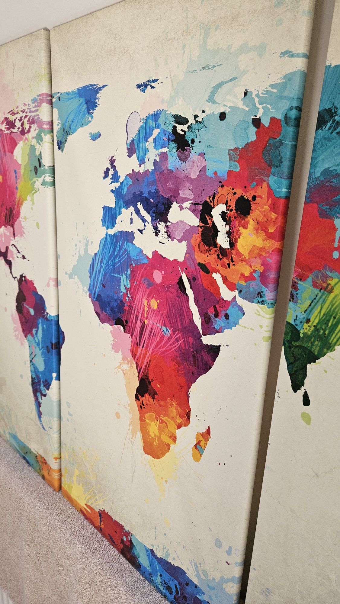 Obraz tryptyk mapa świata 120x80 xxl